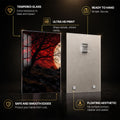 Crimson Moon Wolf — tempered glass, ultra HD print, ready to hang