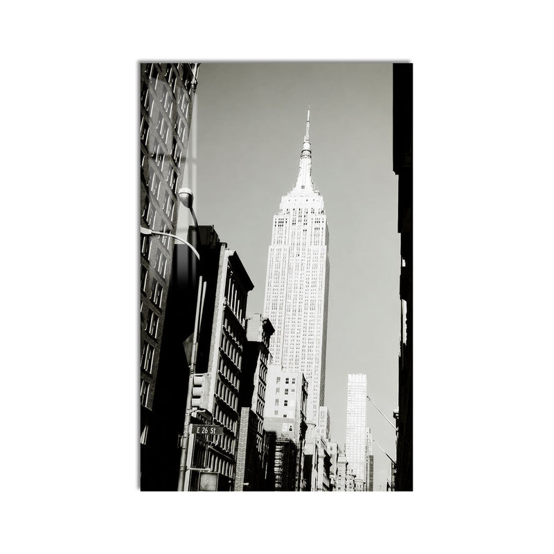Artronauts Glass Print Empire State Monochrome Glass Wall Art