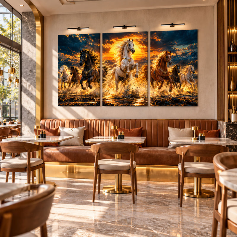Golden Sunset Horses lifestyle view