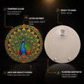 Emerald Peacock Fan — tempered glass, ultra HD print, ready to hang