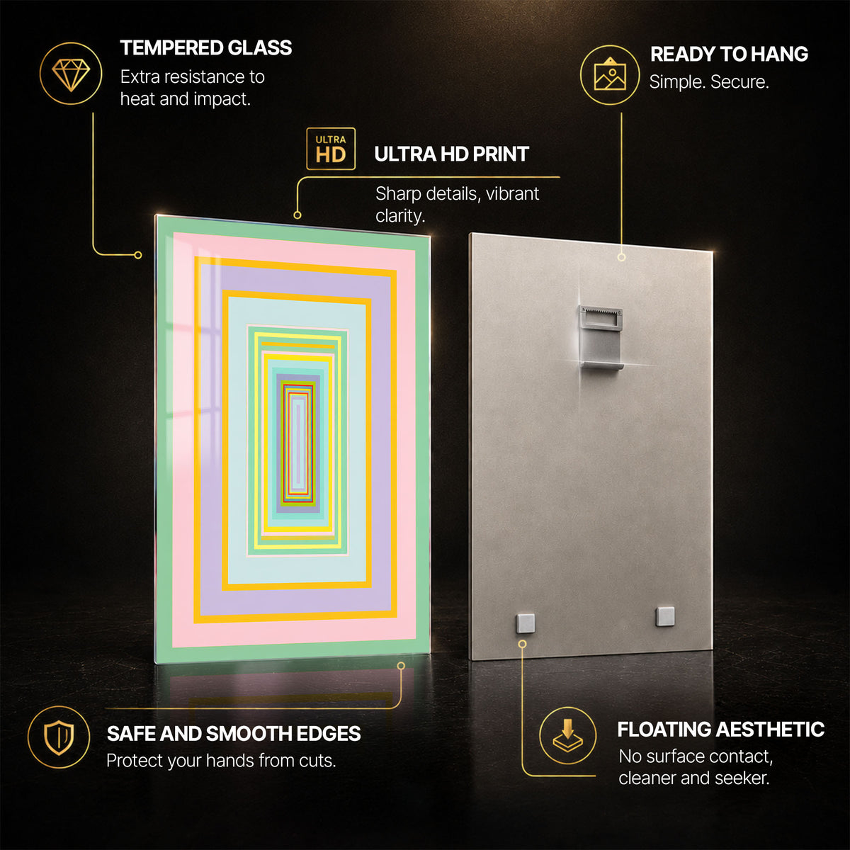 Pastel Portal — tempered glass, ultra HD print, ready to hang