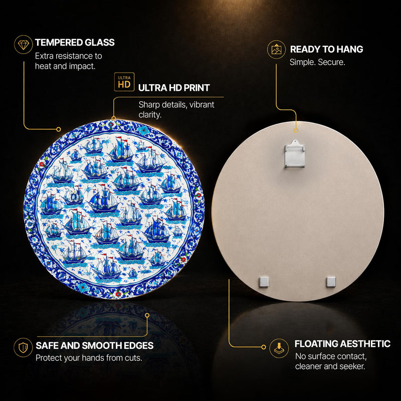 Ottoman Sailing Fleet — tempered glass, ultra HD print, ready to hang
