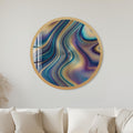 Brushed Metal Aurora Swirl with gold frame