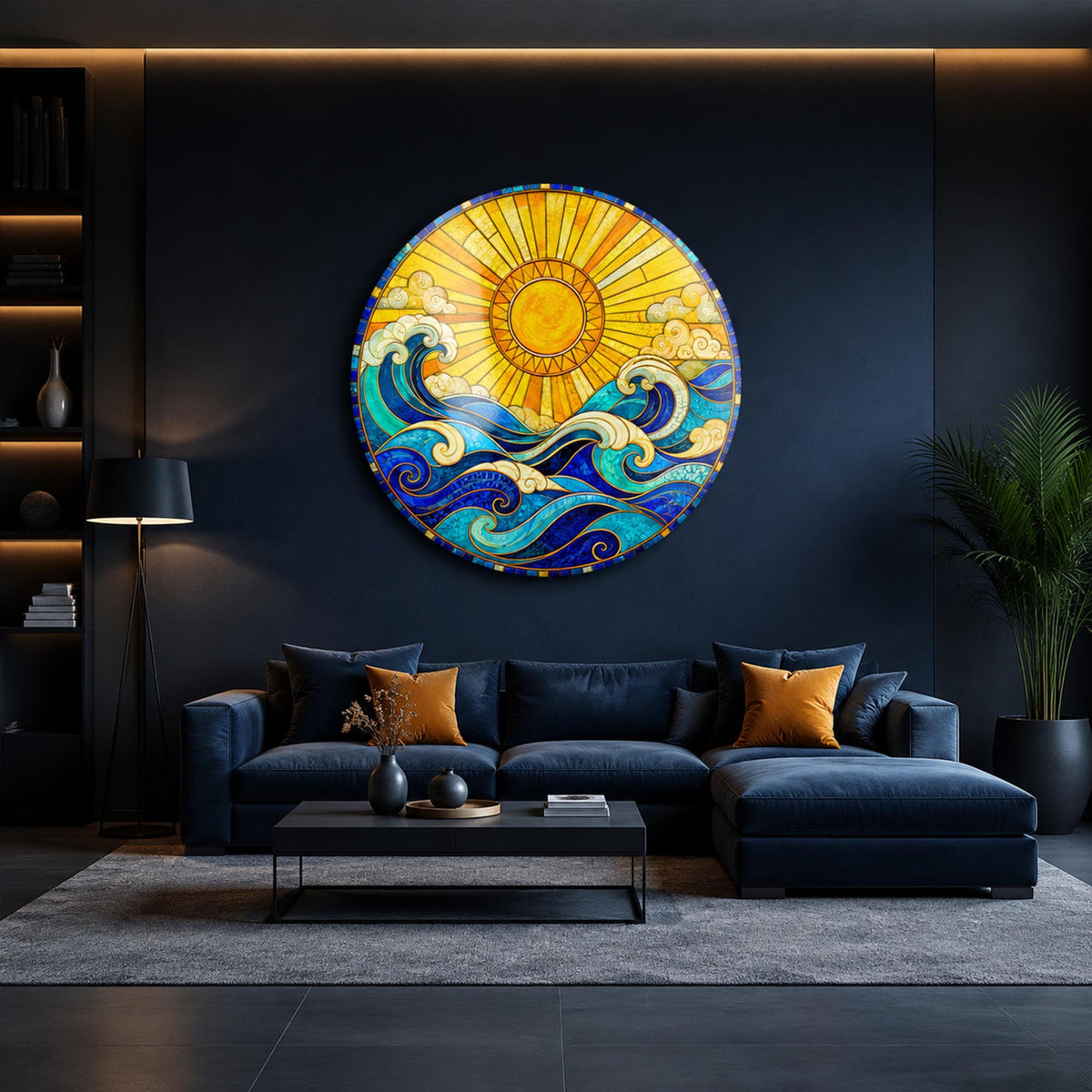 Radiant Ocean — tempered glass, ultra HD print, ready to hang