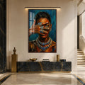 Artronauts Glass Print 12x18 cm | 4.7"x7.1" / Walnut Sapphire Gaze Glass Wall Art