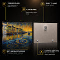 Golden Harbor Dreams — tempered glass, ultra HD print, ready to hang