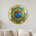 Jewelled Gold Evil Eye Mandala with gold frame