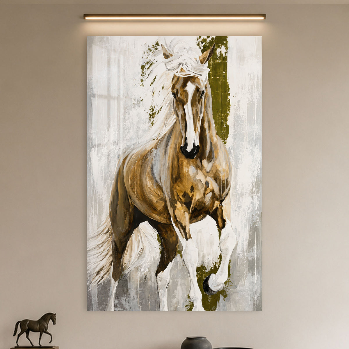 Wild Golden Horse in a modern room