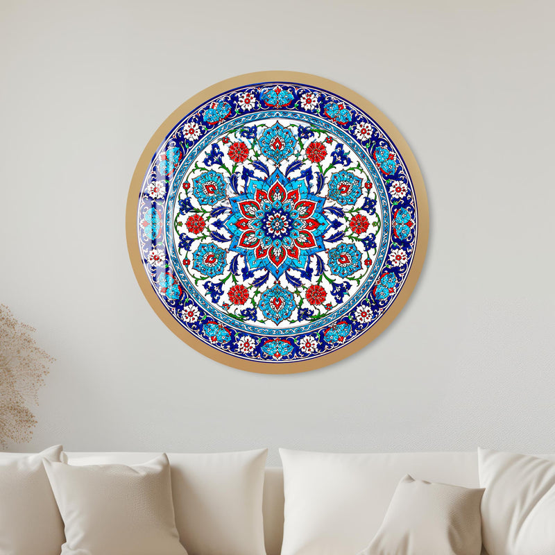 Iznik Floral Medallion with gold frame