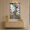 Checkered Floral Muse with black frame