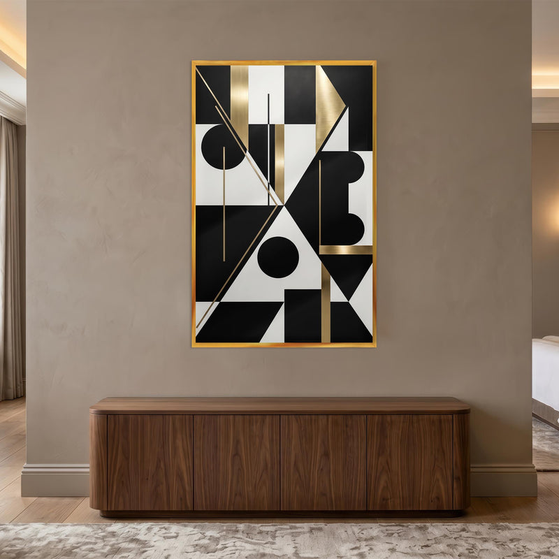 Gilded Geometric Harmony with gold frame