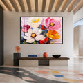 Artronauts Glass Print 18x12 cm | 7.1"x4.7" / Black Vibrant Painted Blossoms Glass Wall Art