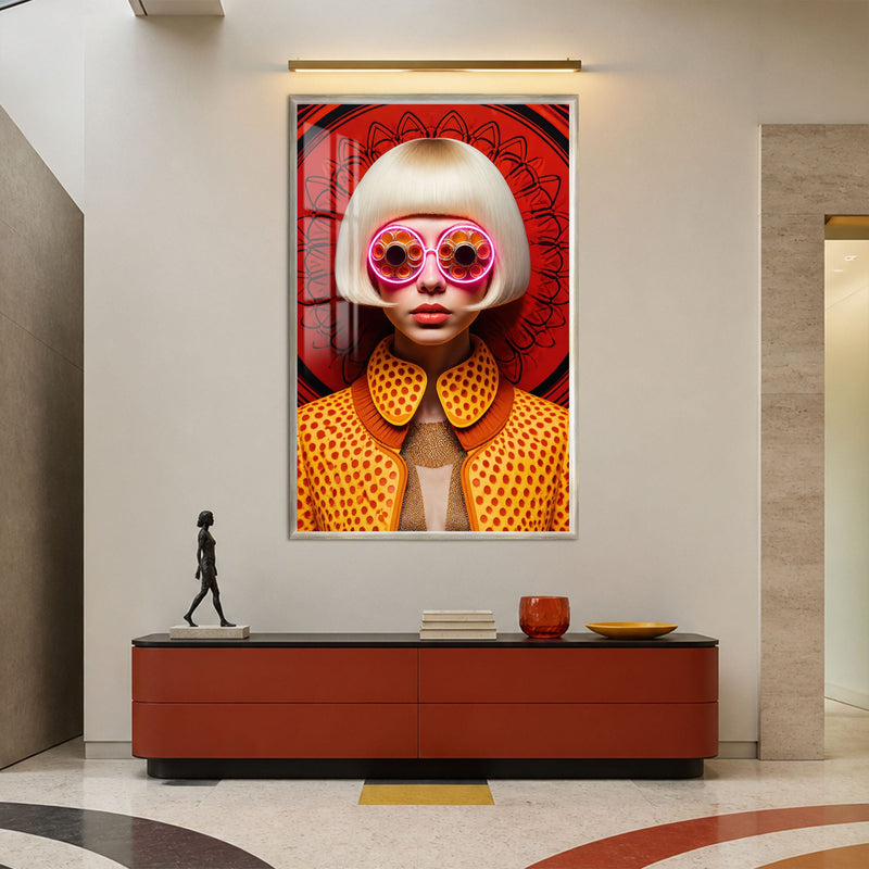 Artronauts Glass Print 12x18 cm | 4.7"x7.1" / Silver Neon Retro Vision Glass Wall Art