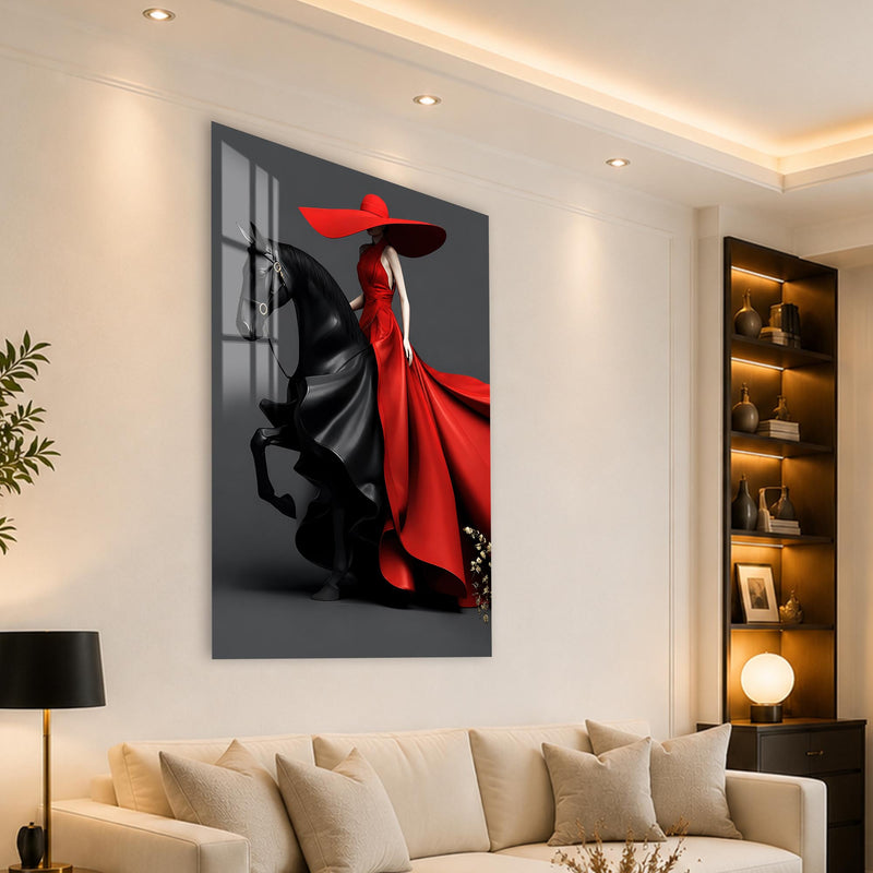 Red Gown Horsewoman angled lifestyle view