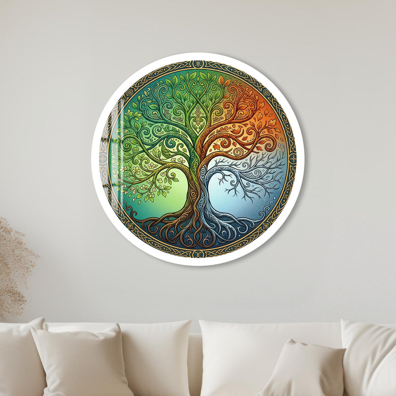 Four Seasons Celtic Tree with white frame