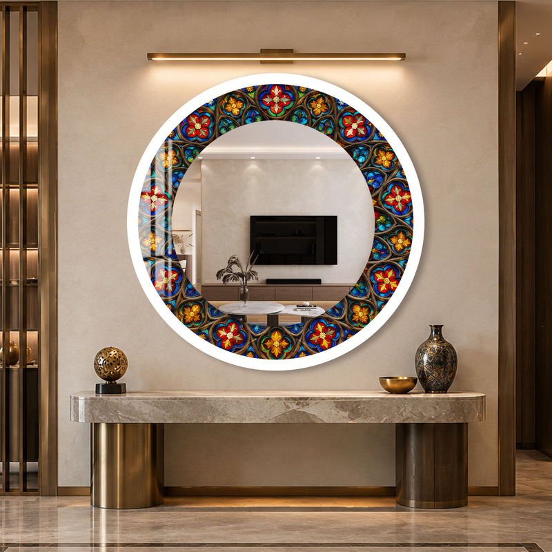Cathedral Floral Mosaic with white frame