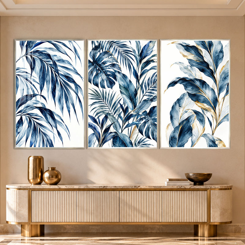 Blue Botanical with silver frame
