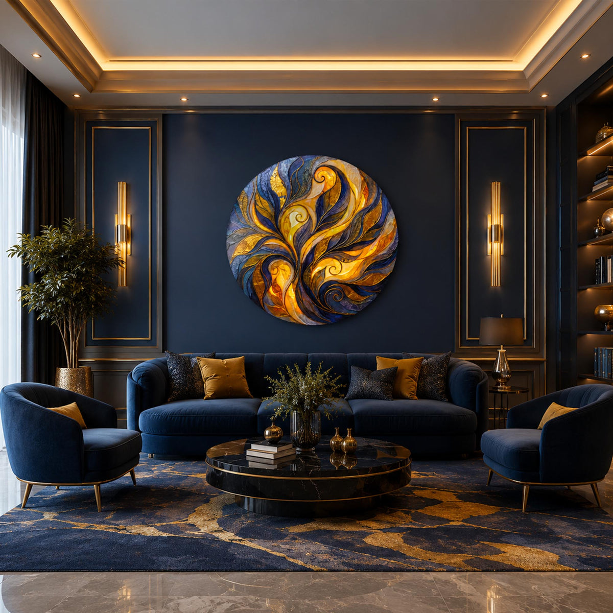 Golden Flame Flourish in a modern room