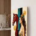 Artronauts Glass Print Crimson Horse and Muse Glass Wall Art