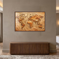 Carved Earth Map with walnut frame