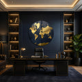 Gold World Map On Navy lifestyle view
