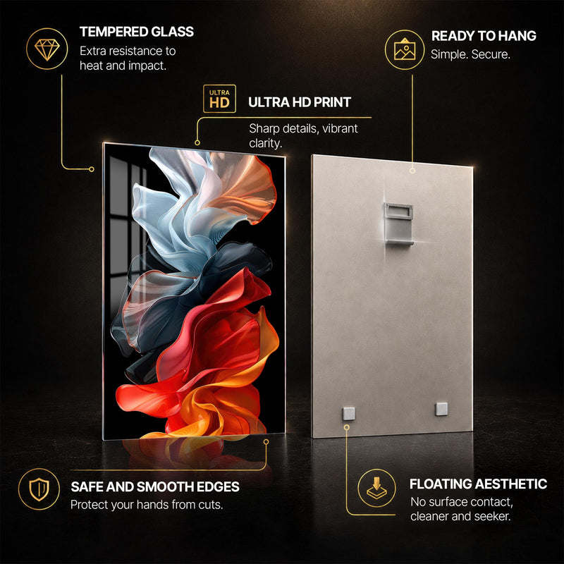 Molten Silk — tempered glass, ultra HD print, ready to hang