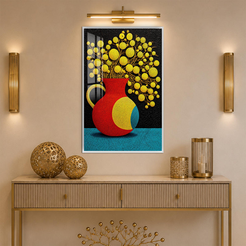 Vibrant Floral Pitcher with white frame