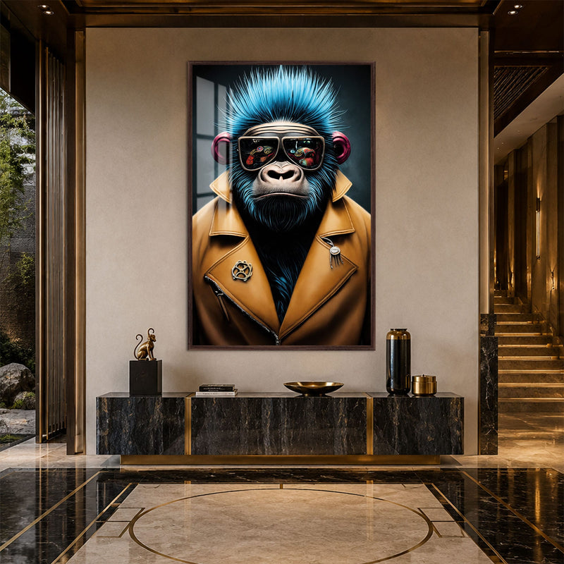 Artronauts Glass Print 12x18 cm | 4.7"x7.1" / Walnut Cyber Gorilla Glass Wall Art