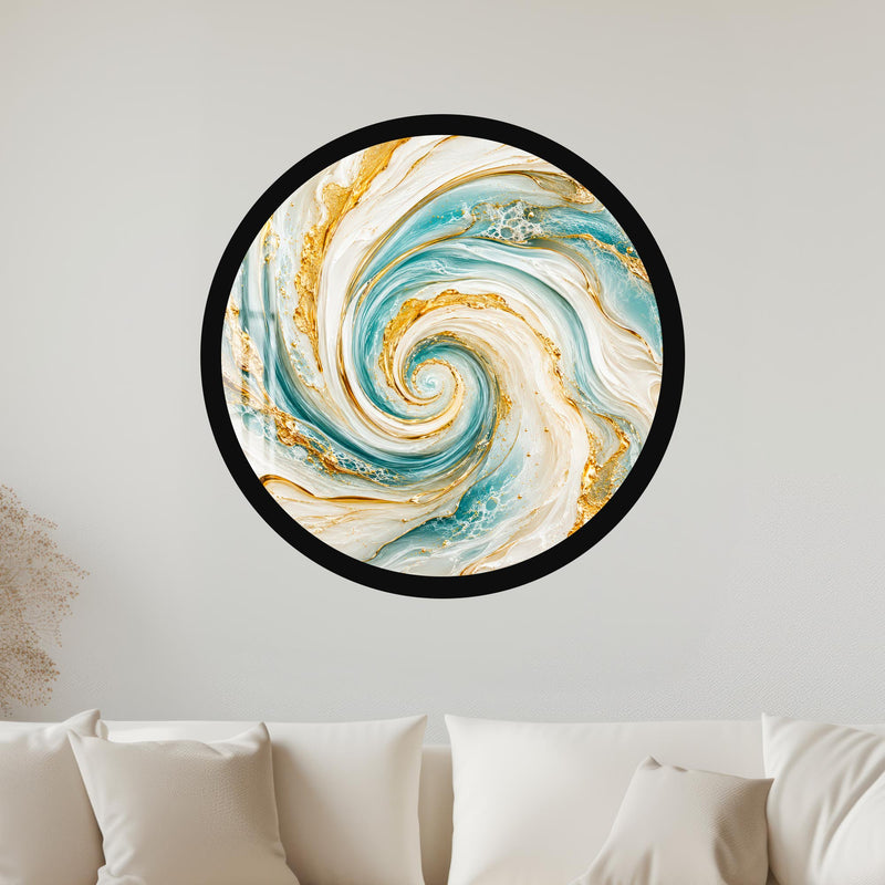 Gilded Aqua Vortex with black frame