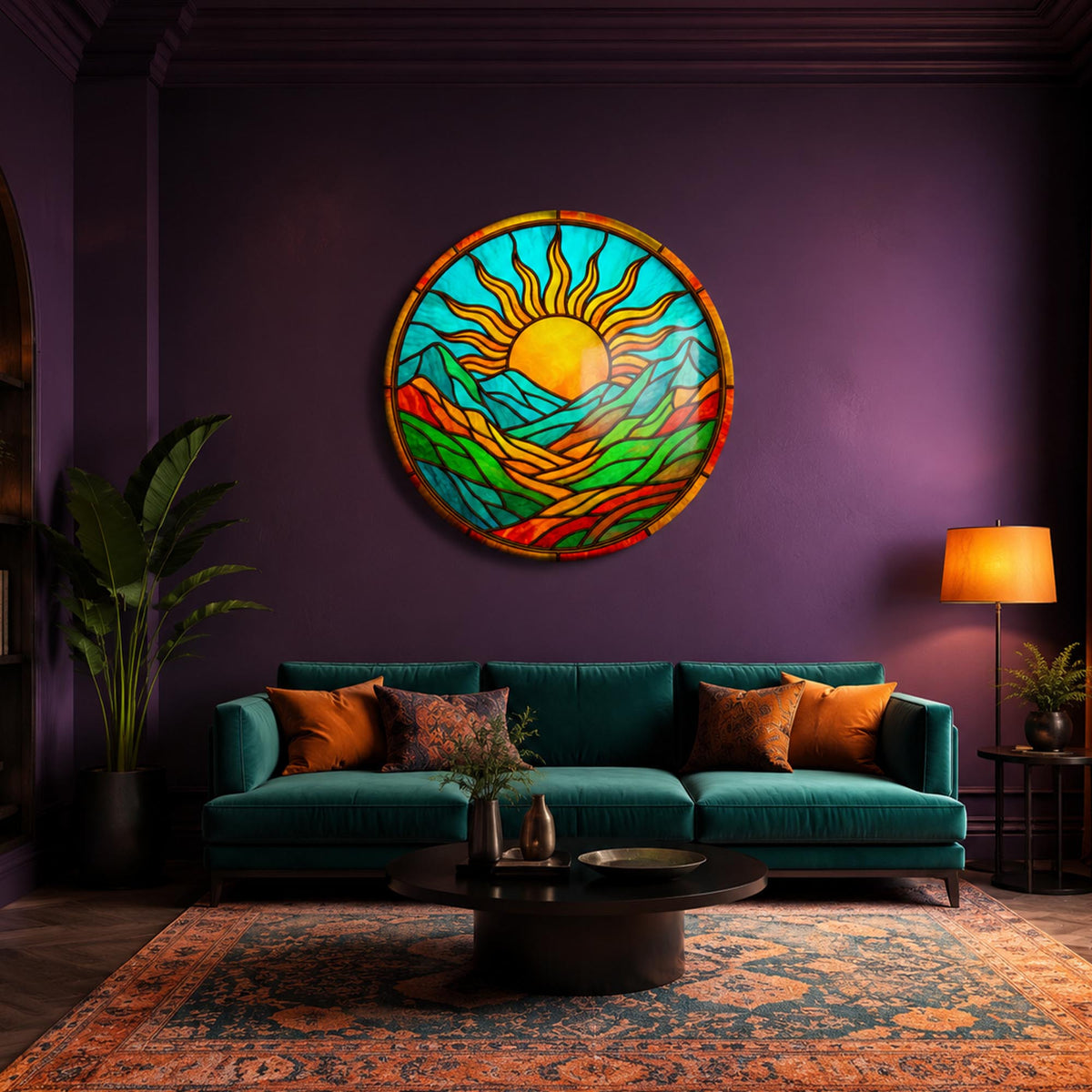 Sunlit Mountain Horizon — tempered glass, ultra HD print, ready to hang