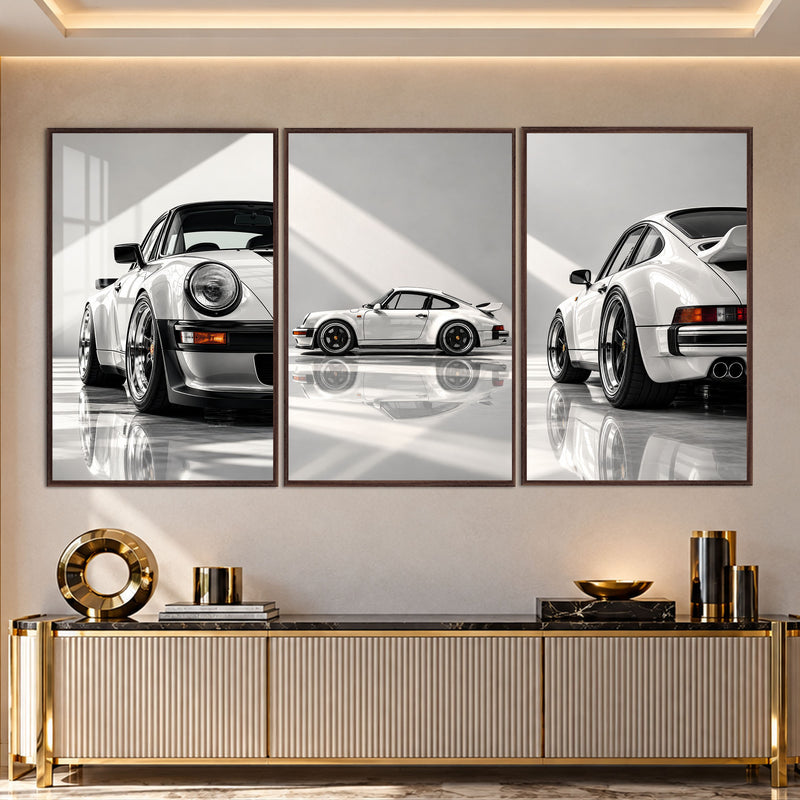 Classic Porsche with walnut frame