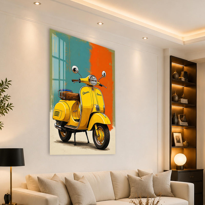 Yellow Vintage Scooter angled lifestyle view
