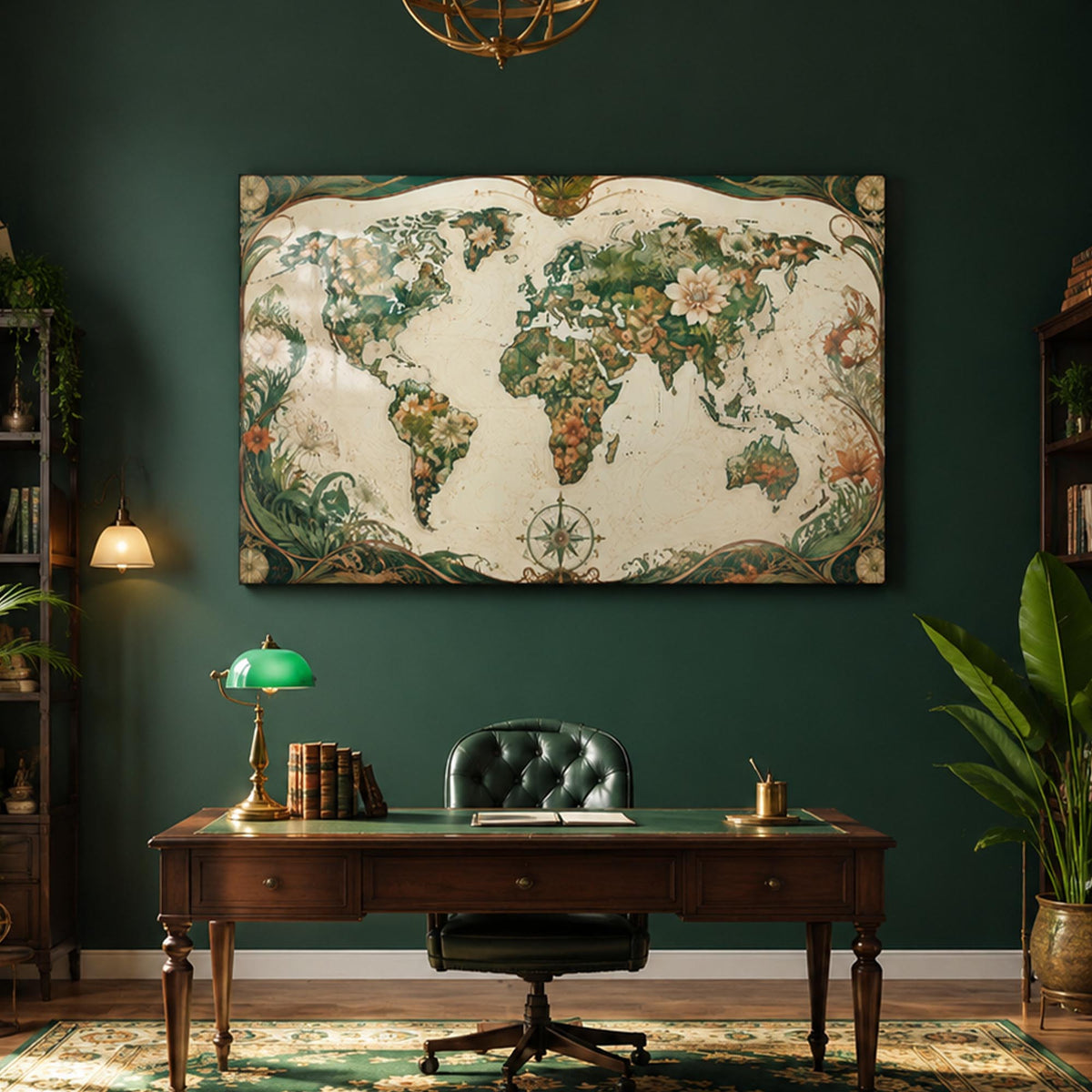 Botanical World Map lifestyle view