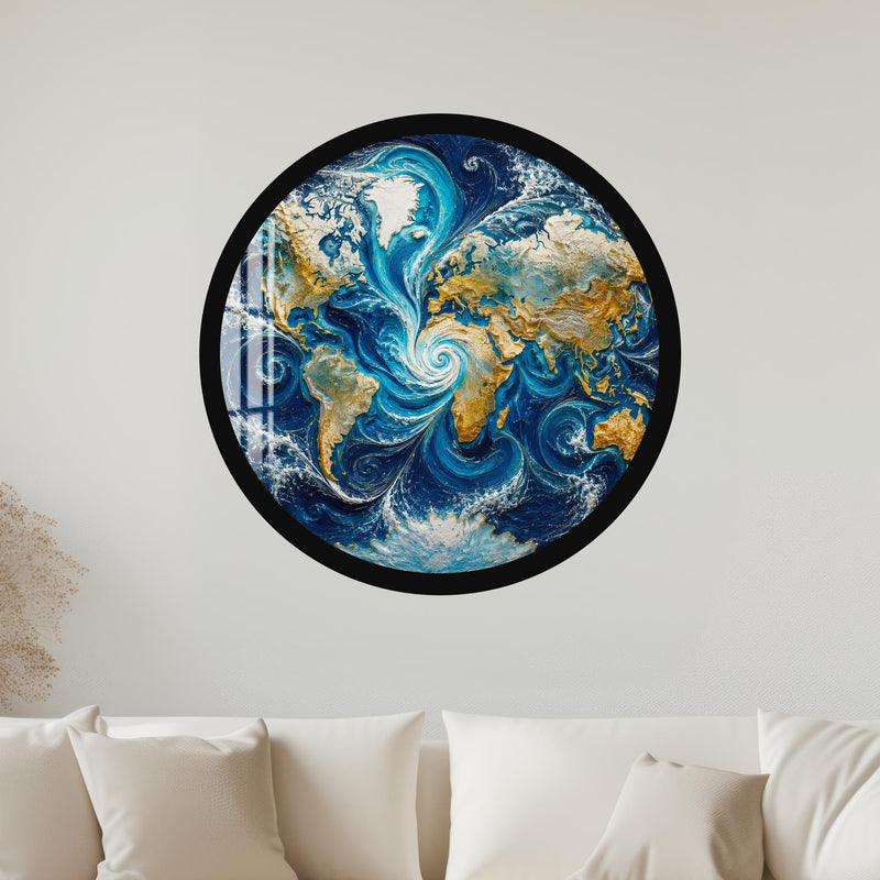 Gilded Ocean World with black frame