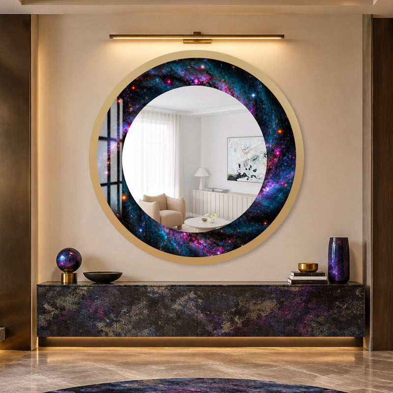 Cosmic Galaxy Portal with gold frame