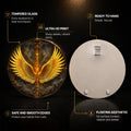 Golden Phoenix Wings — tempered glass, ultra HD print, ready to hang