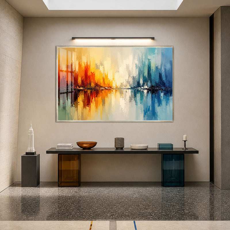 Fire and Ice Reflection with silver frame