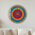 Rainbow Mosaic Bloom with gold frame