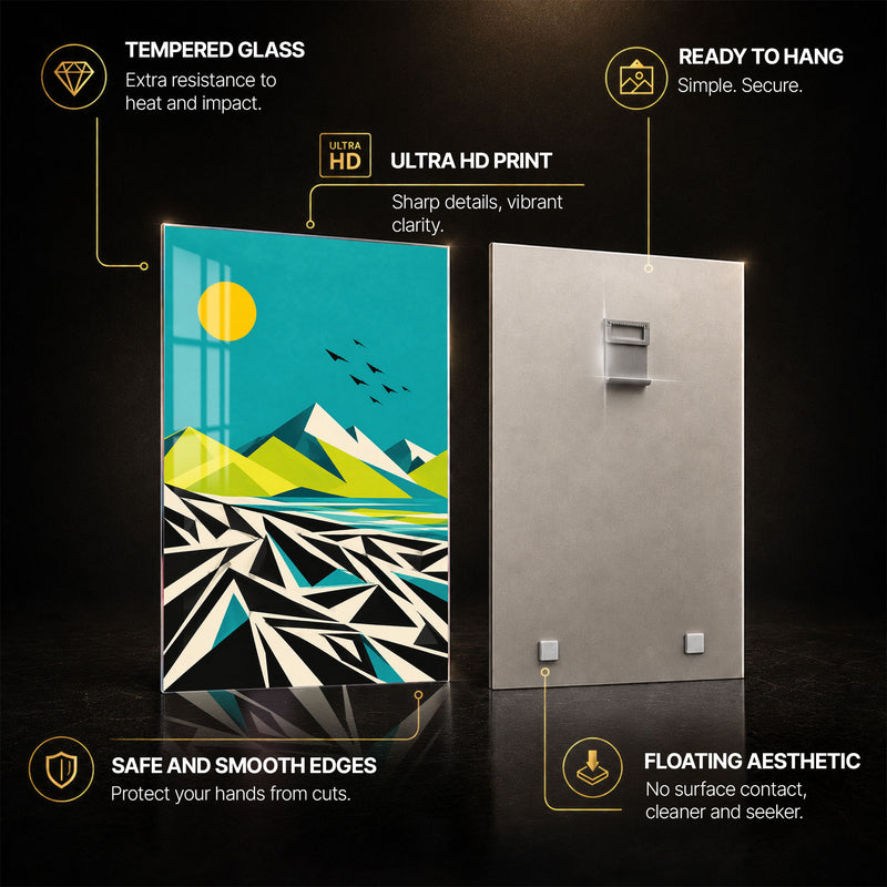 Abstract Horizons — tempered glass, ultra HD print, ready to hang