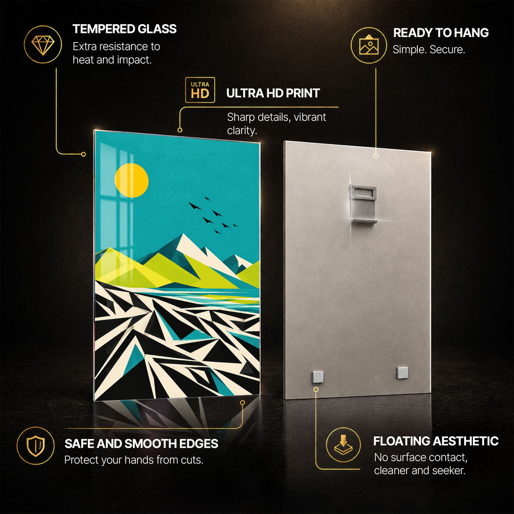 Abstract Horizons — tempered glass, ultra HD print, ready to hang