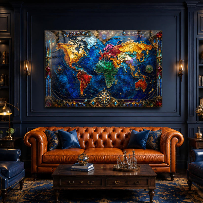 Jeweled World Map lifestyle view