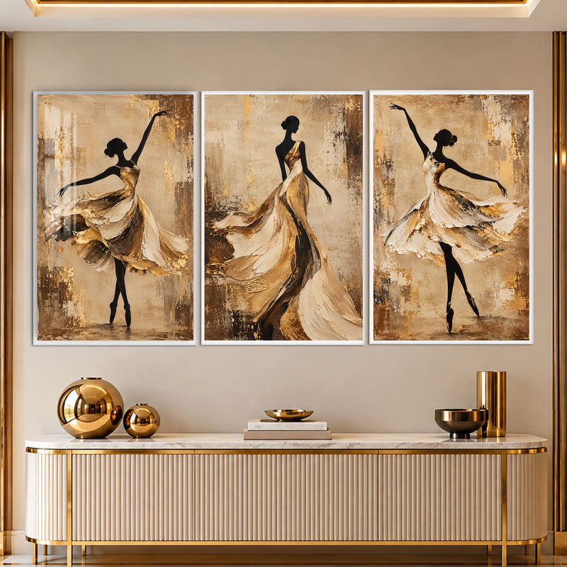 Golden Ballet with white frame
