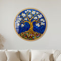 Blossoming Gold Tree On Royal Blue with gold frame