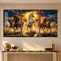 Golden Sunset Horses with black frame