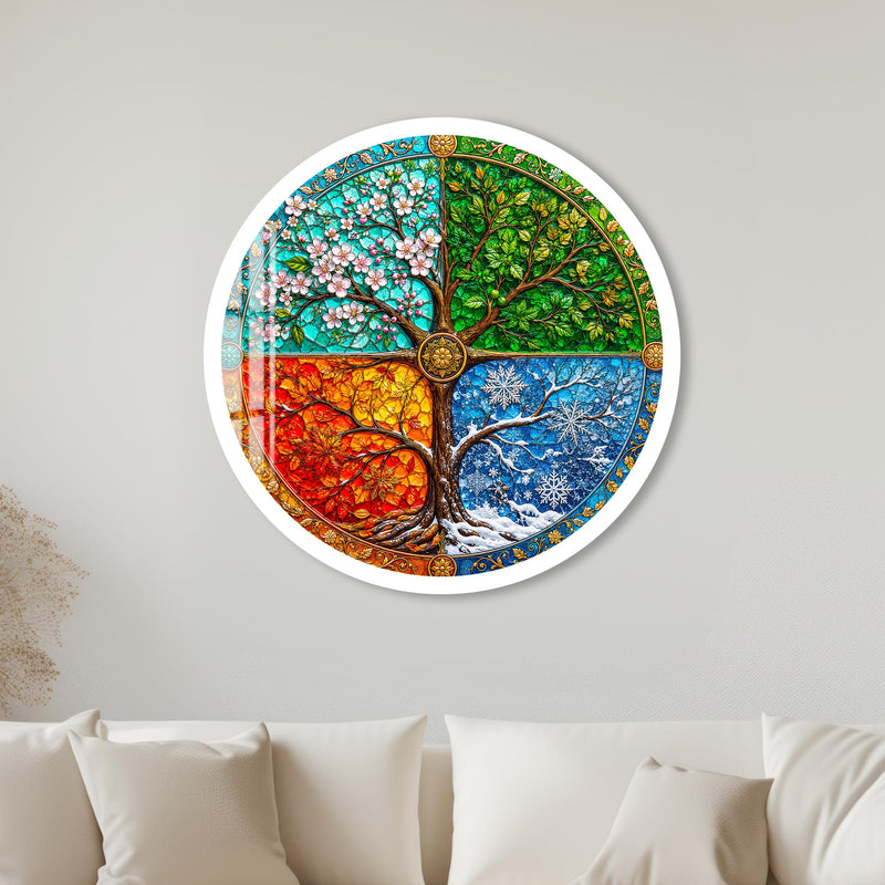 Tree of Four Seasons with white frame