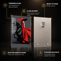 Red Gown Horsewoman — tempered glass, ultra HD print, ready to hang