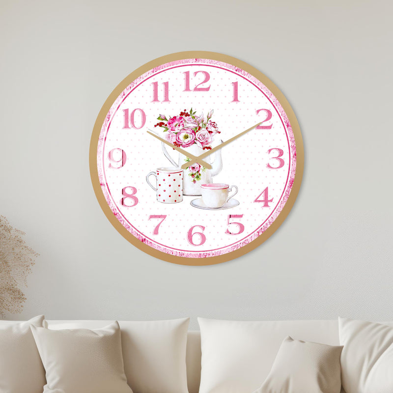 Pink Floral Tea Time with gold frame