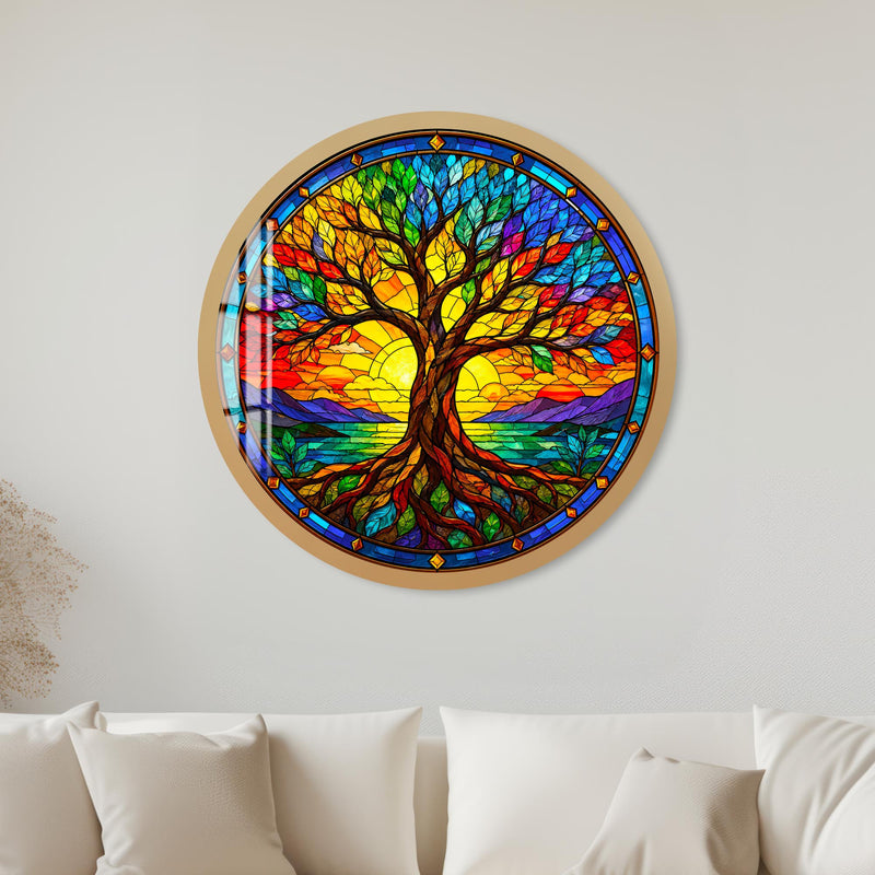 Rainbow Tree Of Life with gold frame