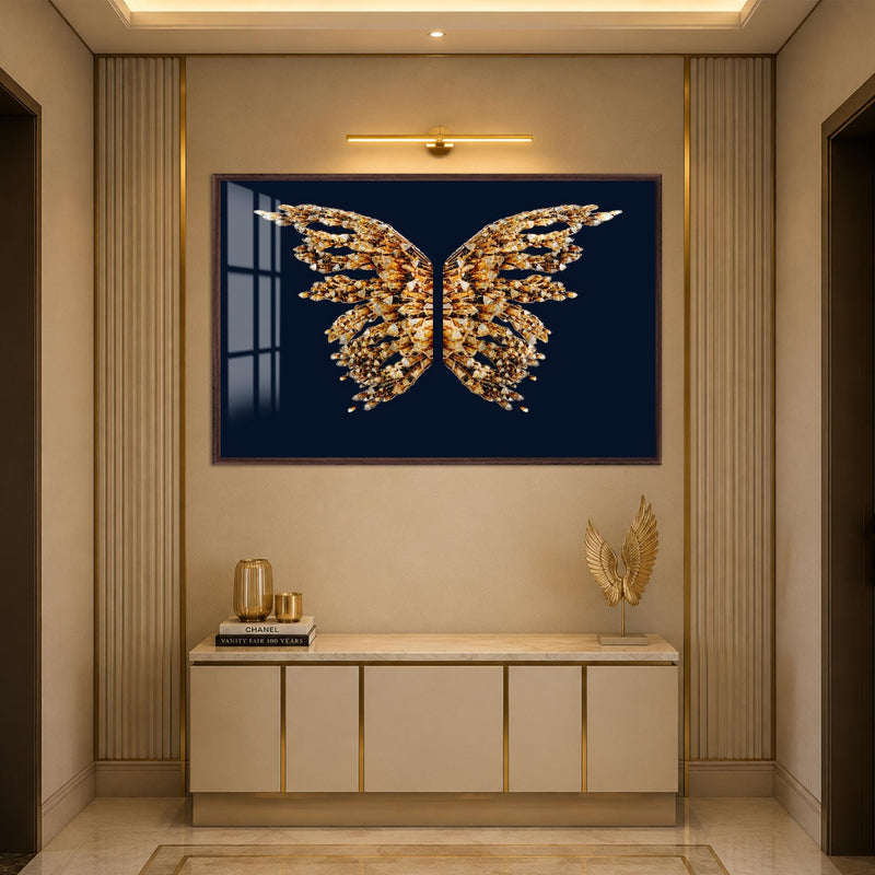 Artronauts Glass Print 18x12 cm | 7.1"x4.7" / Walnut Crystal Wing Butterfly Glass Wall Art