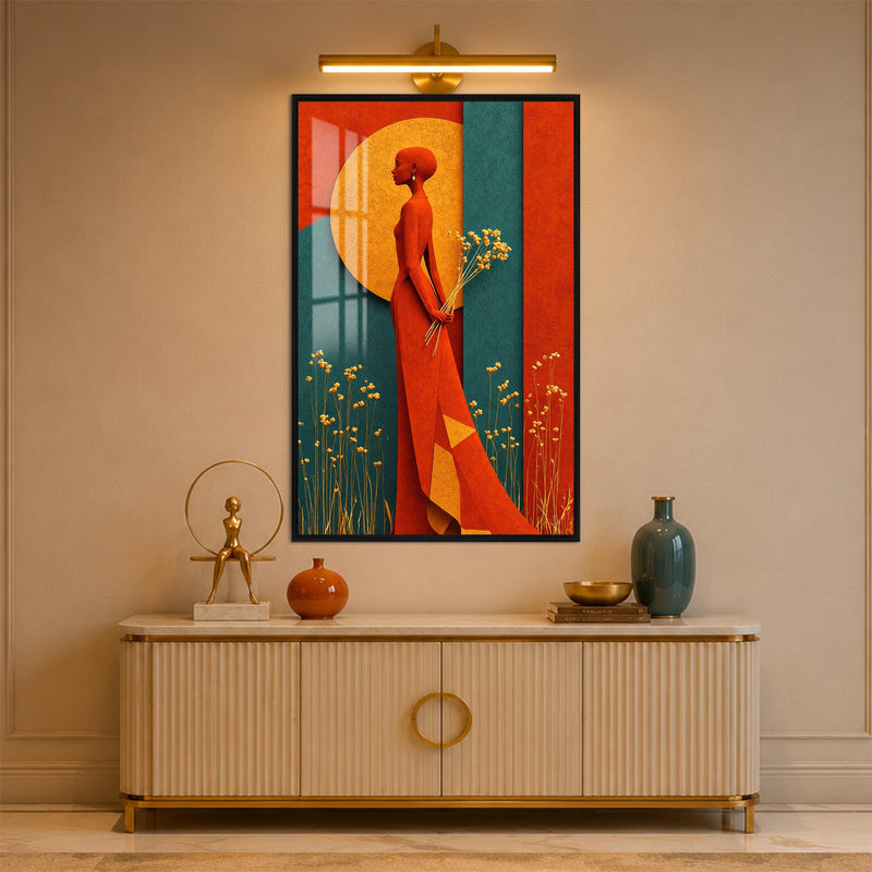 Golden Bloom Silhouette with black frame